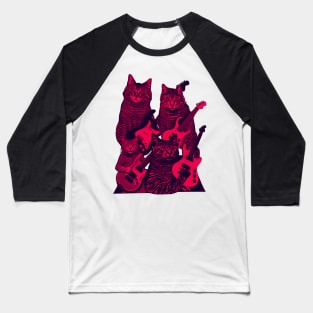 Guitar Cats (red) Baseball T-Shirt